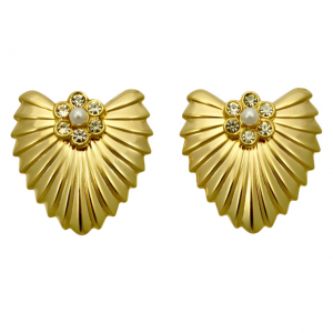Gold Plated Clip On Earrings with Faux Pearls and Diamantes
