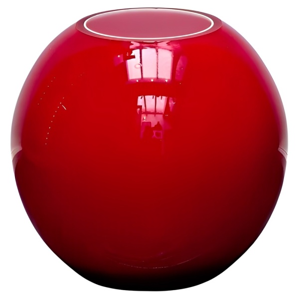 Red Art Glass Ball Vase with White Interior circa 1970s