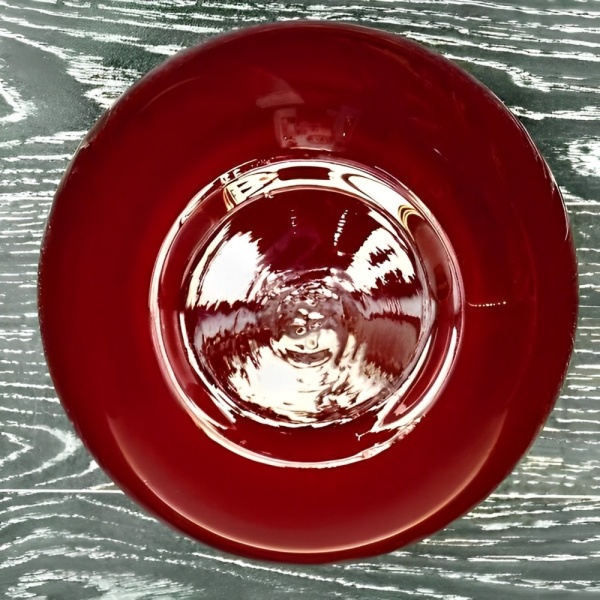 Red Art Glass Ball Vase with White Interior circa 1970s