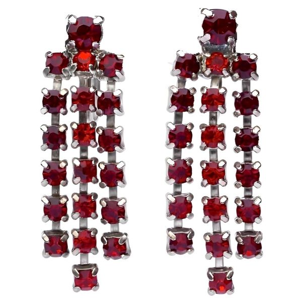 Kramer NY Red Diamante Drop Earrings, circa 1950s