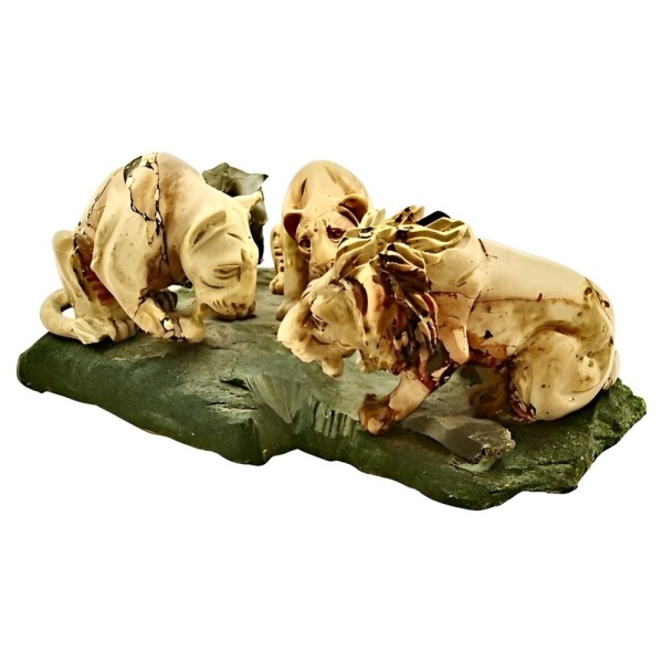 Large African Lion Family Carved Stone Sculpture