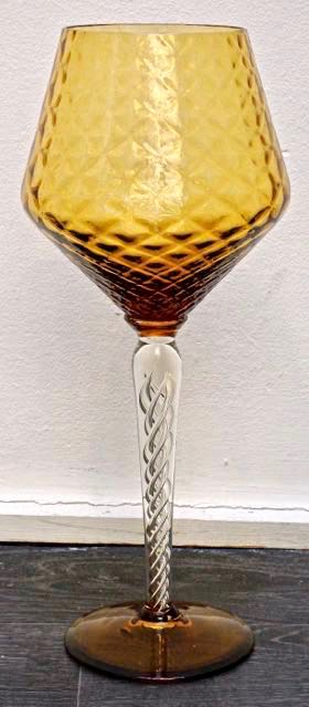 Vintage Amber Stem Swirl glassware