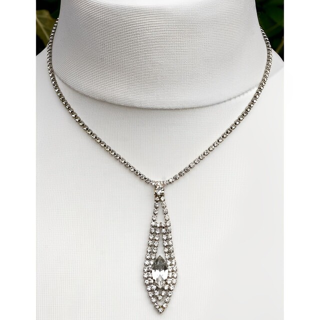 Silver Long Tassel Diamante Necklace | Yours Clothing