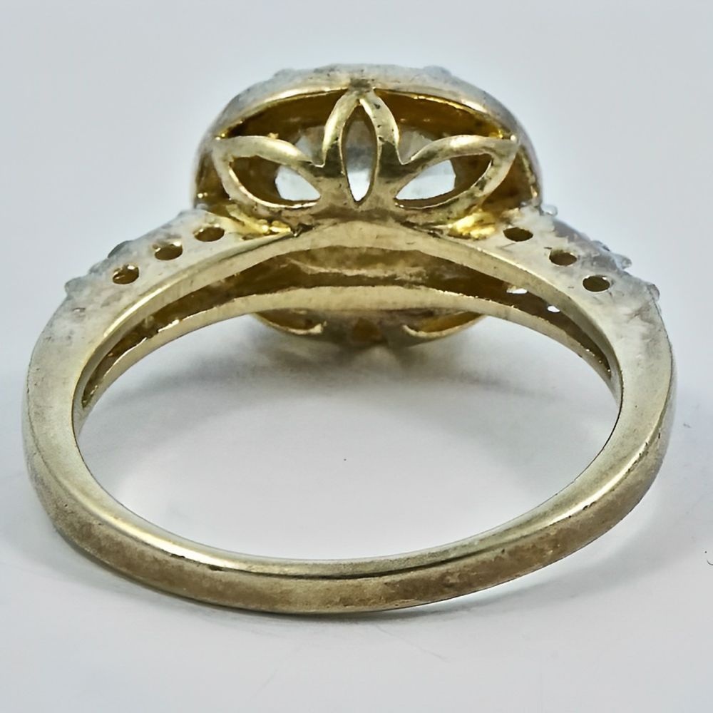 EDCO Gold Plated Oval Ring with Rhinestones circa 1970s | Arabella Bianco