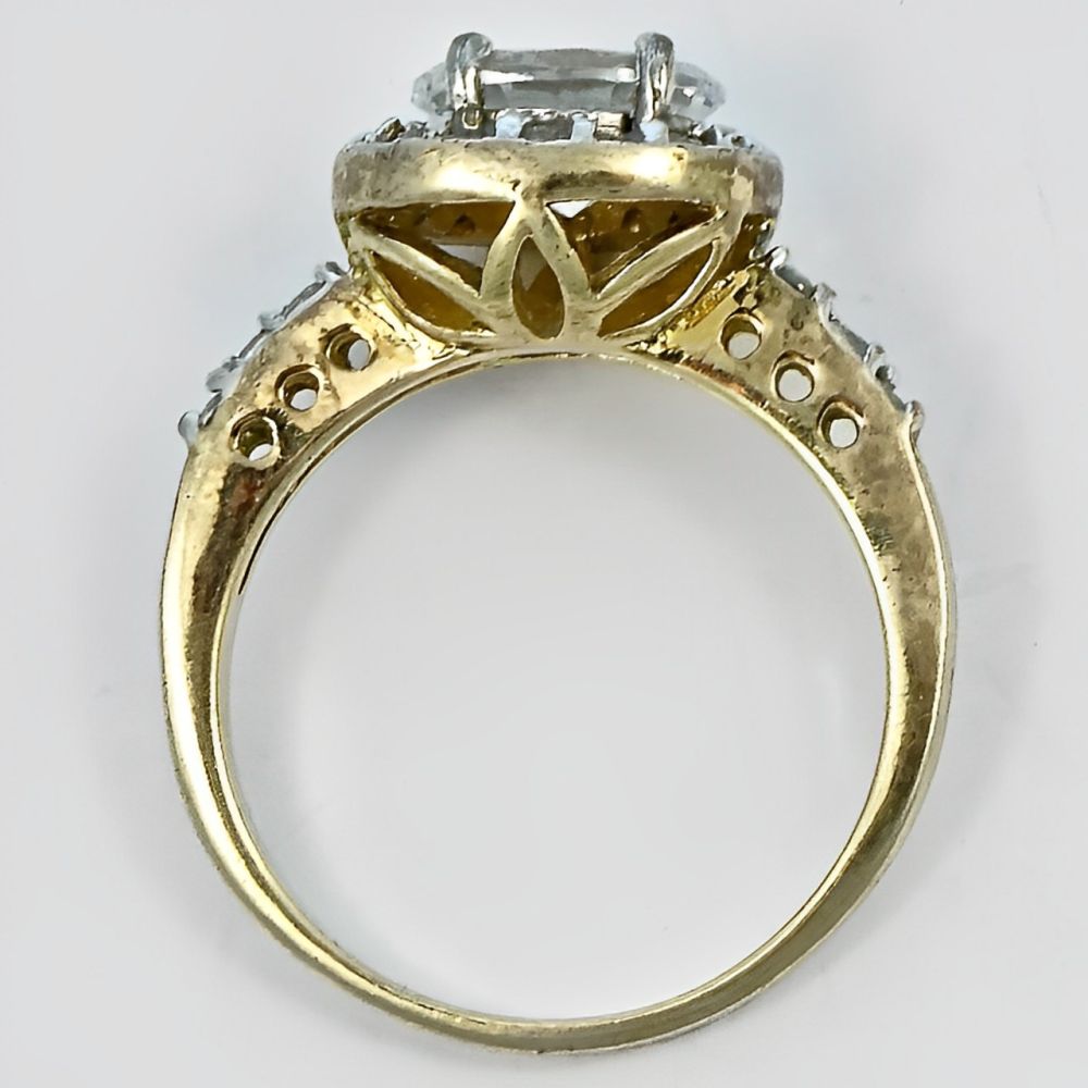 EDCO Gold Plated Oval Ring with Rhinestones circa 1970s | Arabella Bianco