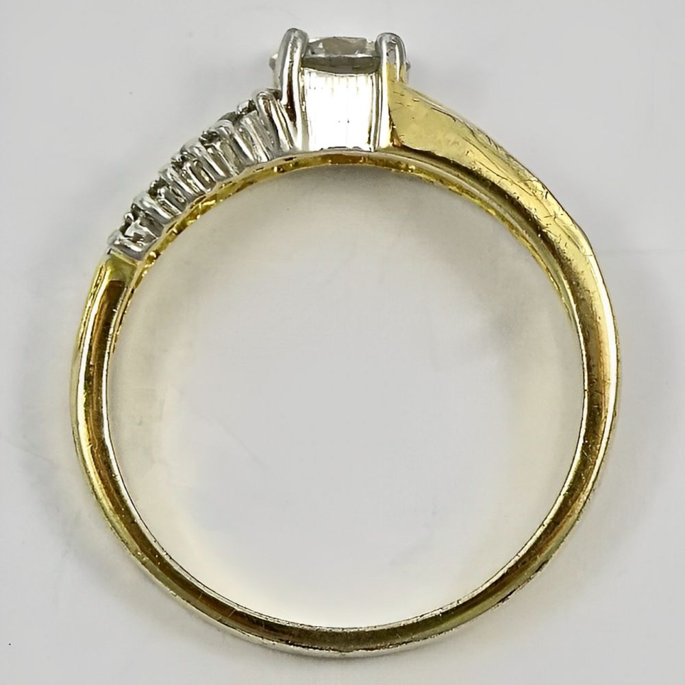 EDCO Gold Plated Solitaire Ring Ornate Shoulders 1980s | Arabella Bianco