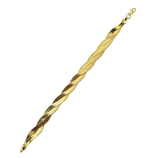Gold Plated Double Herringbone Chain Bracelet circa 1980s
