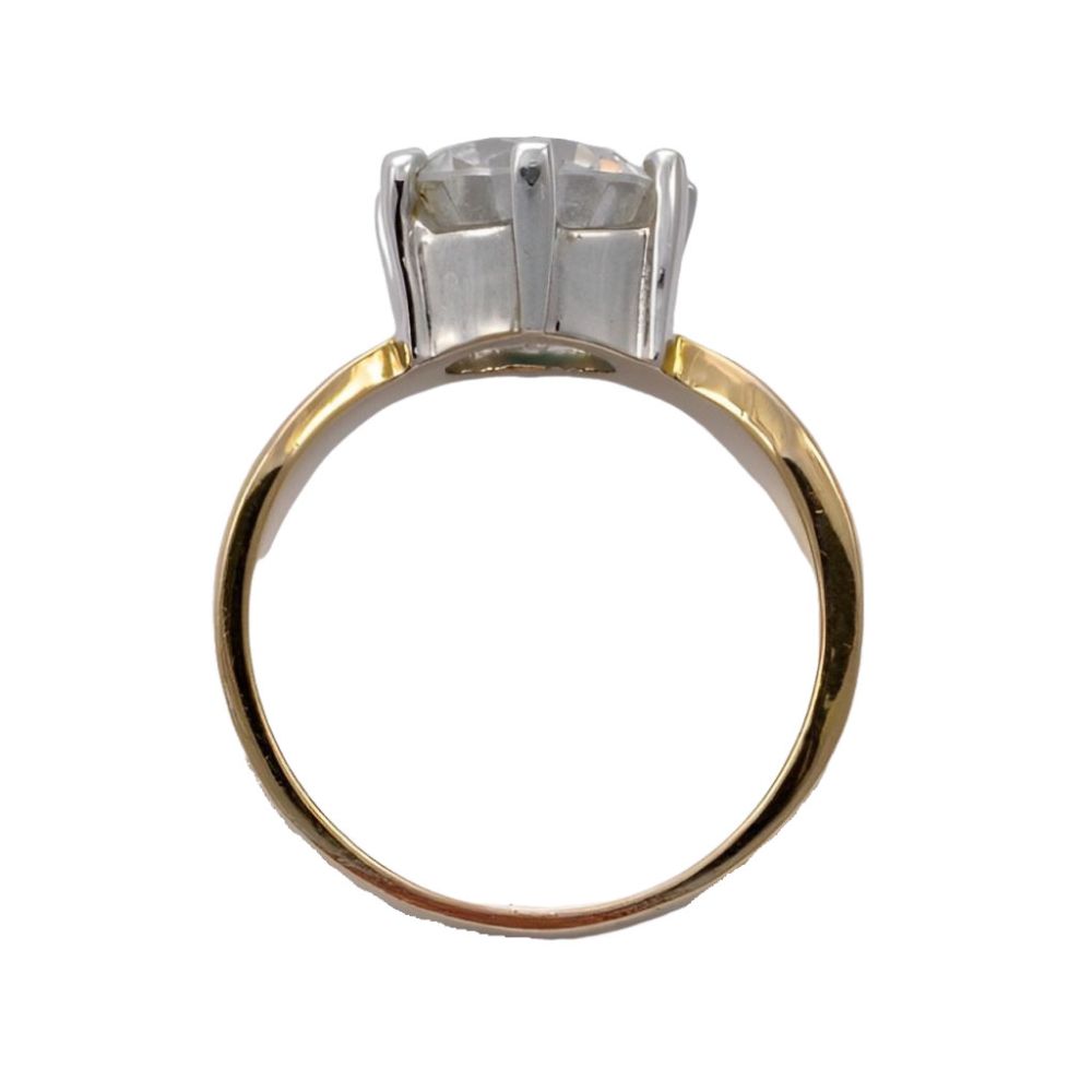 JA Gold Tone Silver Tone Diamante Solitaire Ring 1980s | Arabella Bianco