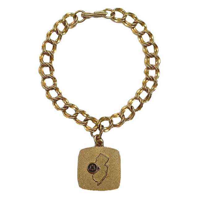 12K Gold Filled Double Curb Link Bracelet with New Jersey Charm ...