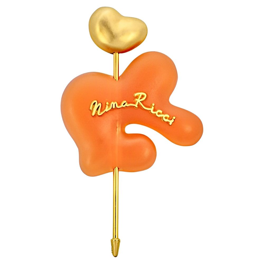 Nina Ricci Gold Plated and Abstract Orange Plastic Brooch