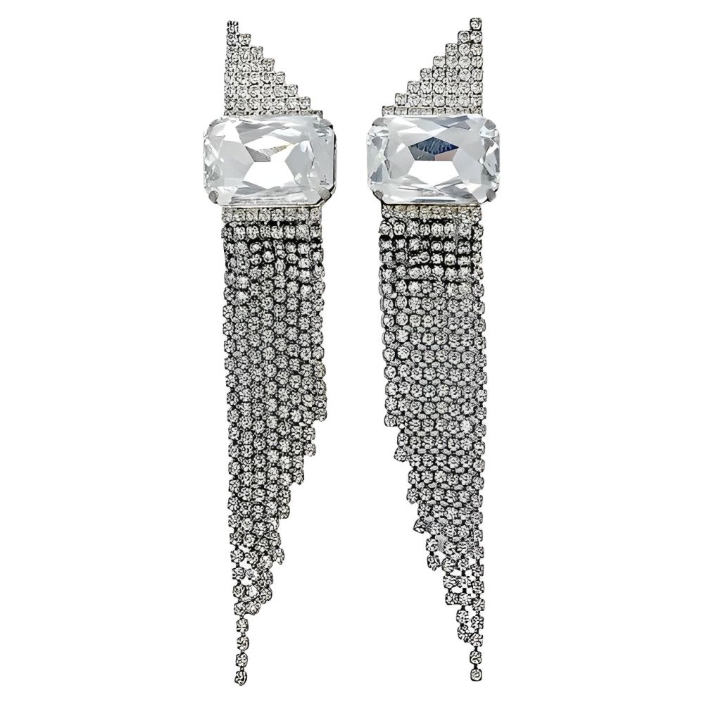 Rhinestone Chandelier Cocktail Clip On Earrings circa 1980s
