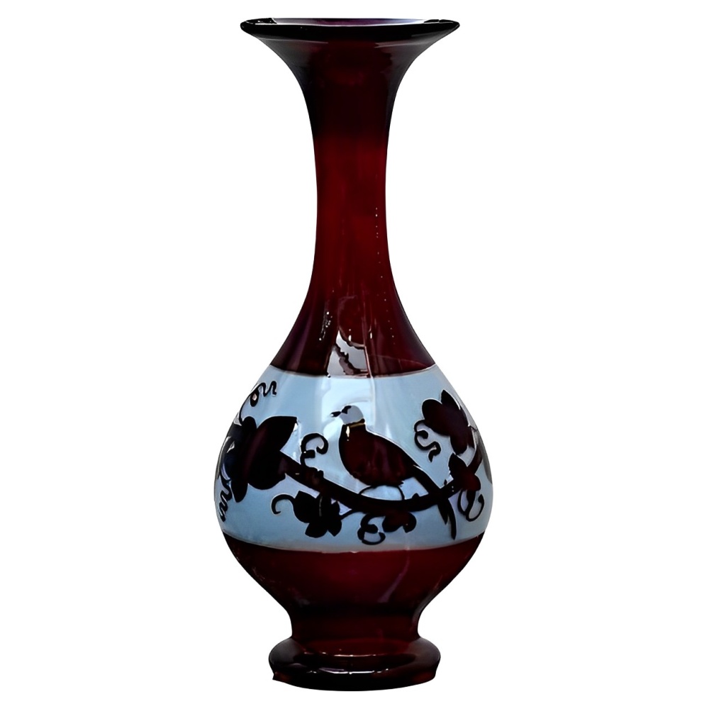 Antique Victorian Bohemian Ruby Red Glass Vase, circa 1880s