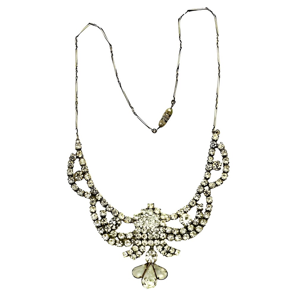 Art Deco Gold Plated Rhinestone Necklace