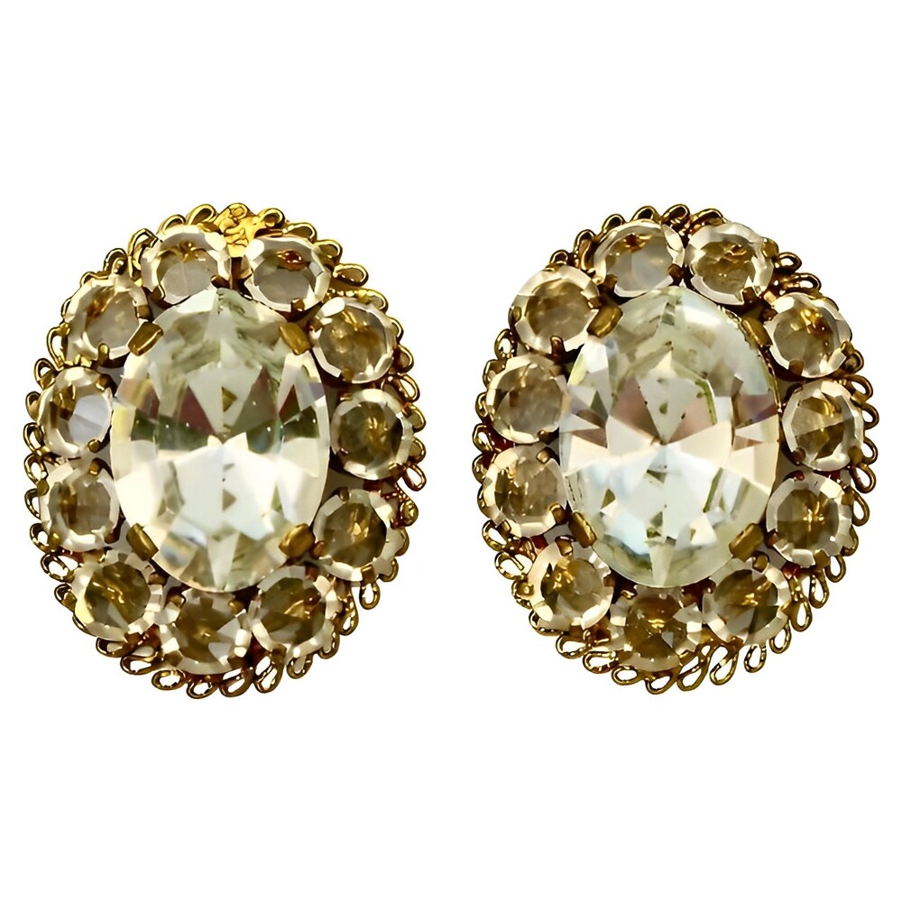 Clip On Earrings For Women - 18K Gold Plated With Faux Pearl & Crystal Dangle