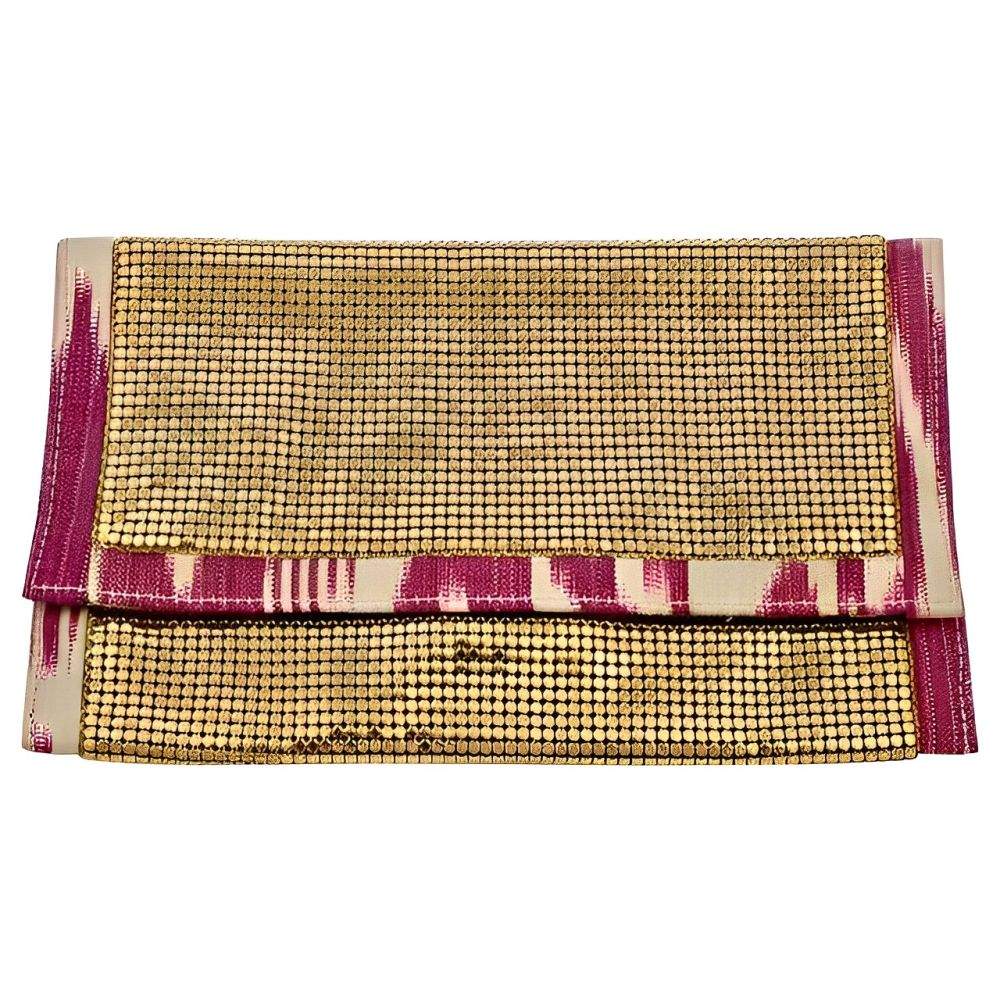 Felix Rey New York Gold Mesh Pink White Clutch Bag