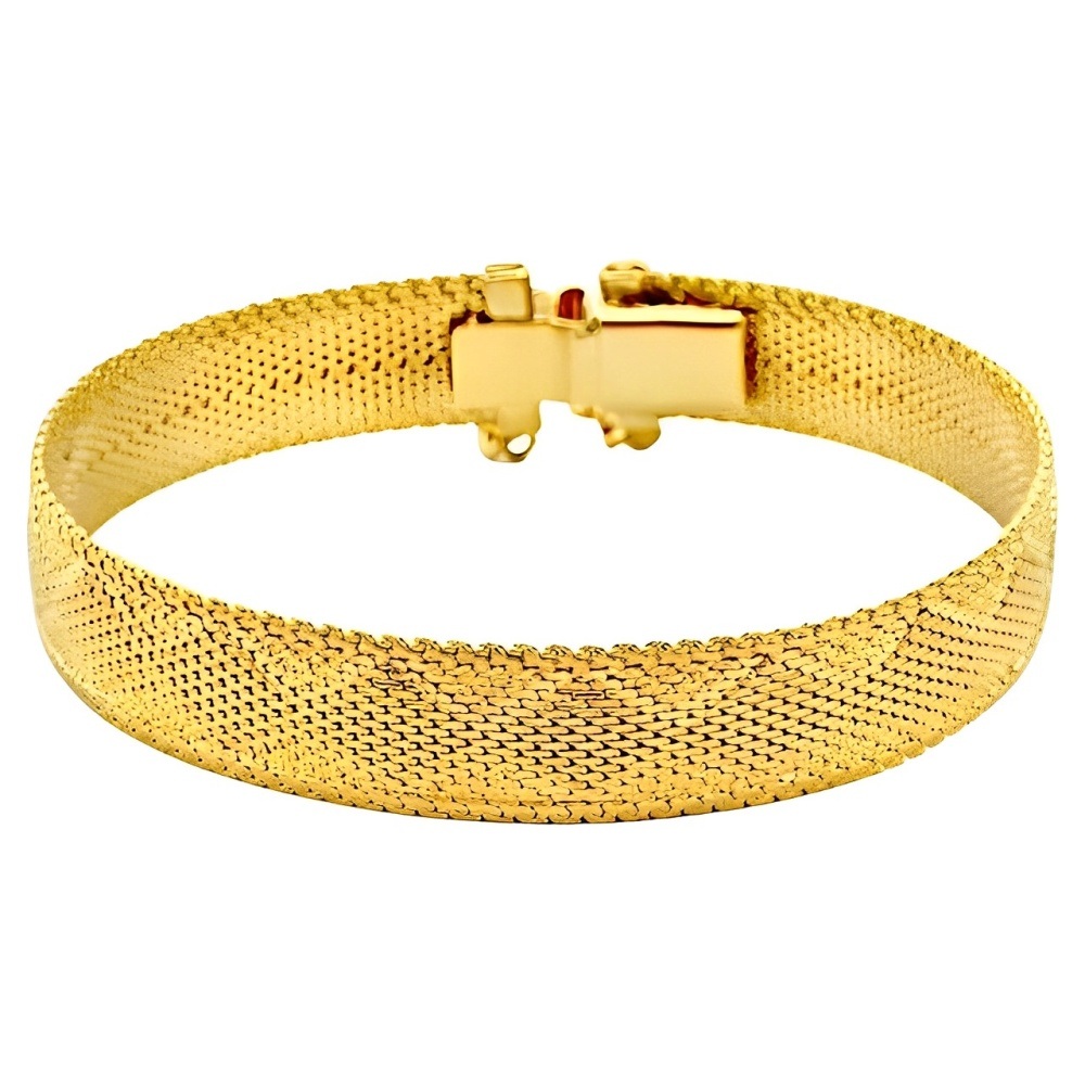 Gold Plated Egyptian Revival Diamond Mesh Bracelet circa 1980s