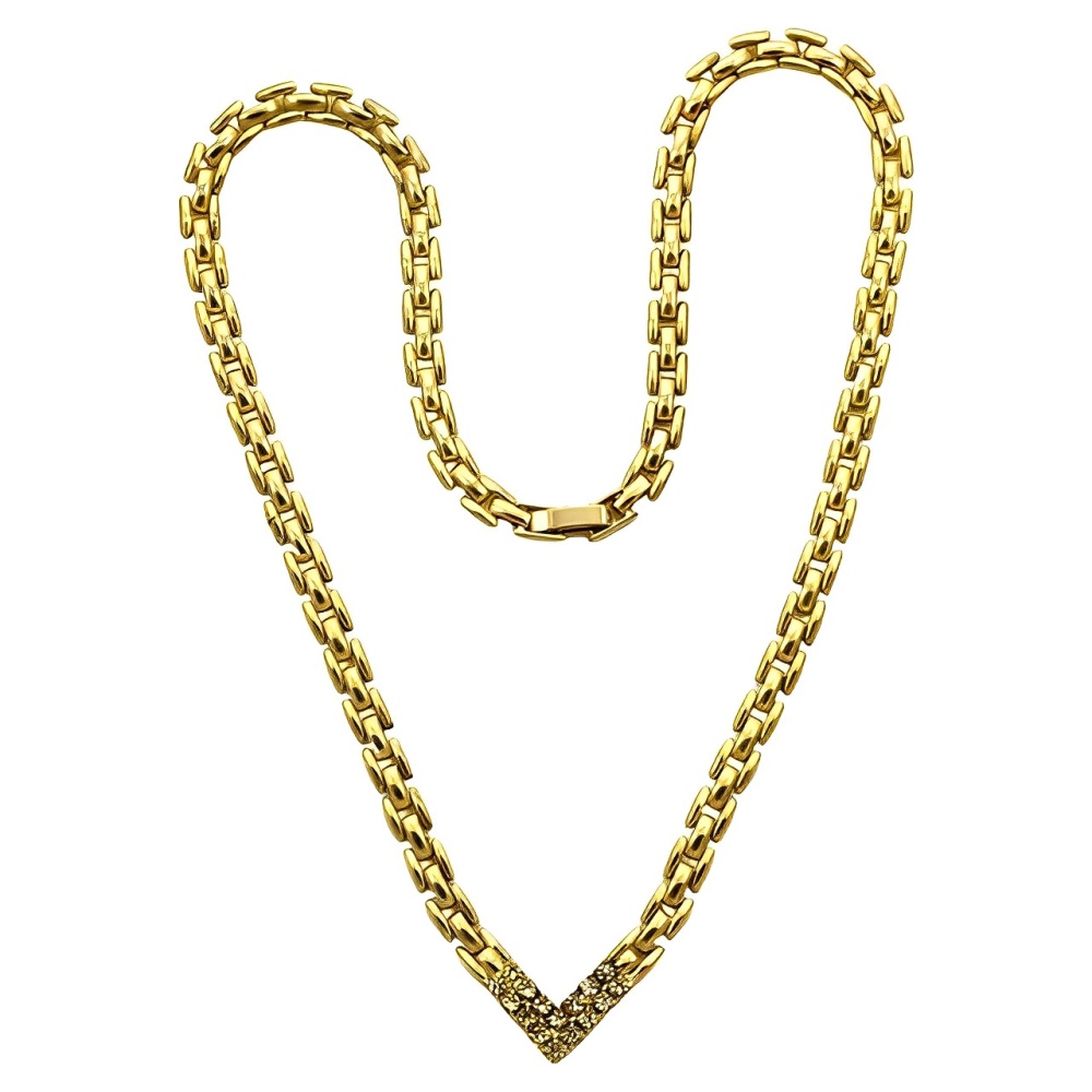 Gold Plated Panther Chain Necklace with Crystals circa 1980s