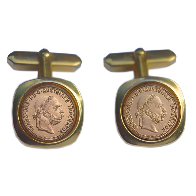 Gold Tone and Bronze Tone Coin Cufflinks circa 1970s