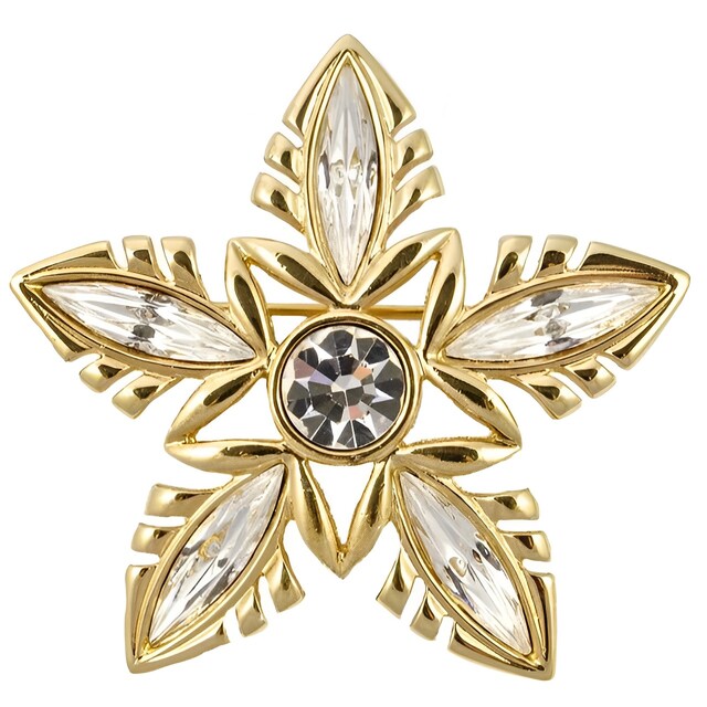 Napier Gold Plated Diamante Star Brooch circa 1980s