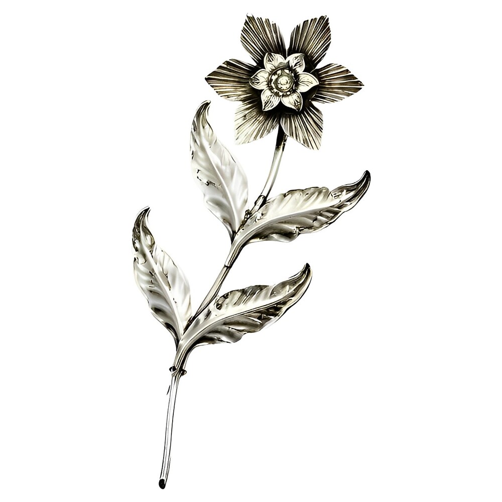 Sterling Silver and Rhinestone Flower Statement Brooch