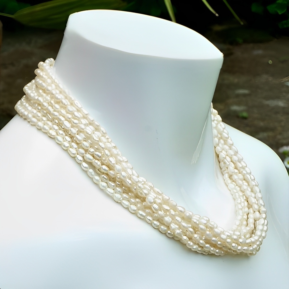 Ten Strand Baroque Rice Pearl Necklace circa 1970s | Arabella Bianco