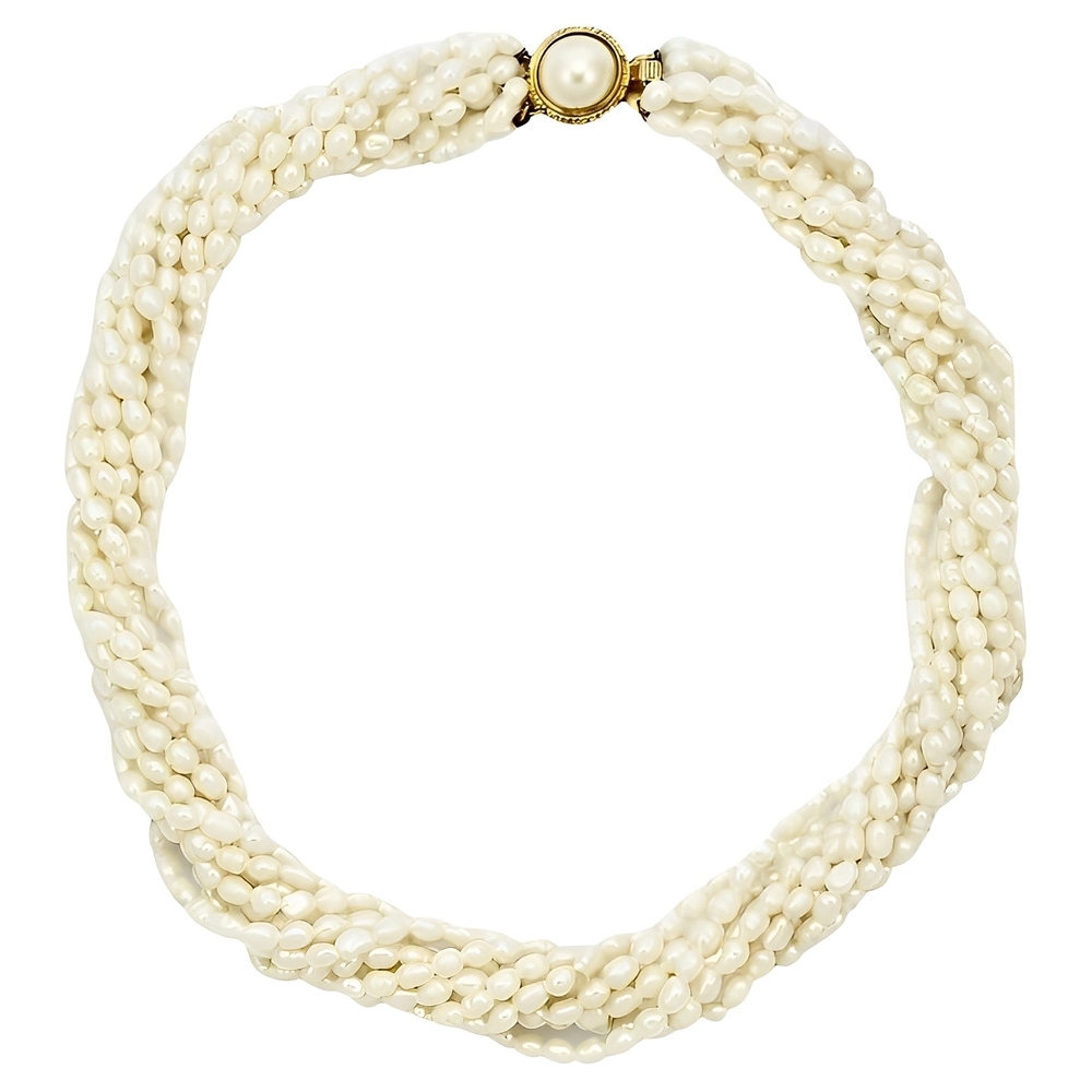 Ten Strand Baroque Rice Pearl Necklace circa 1970s | Arabella Bianco