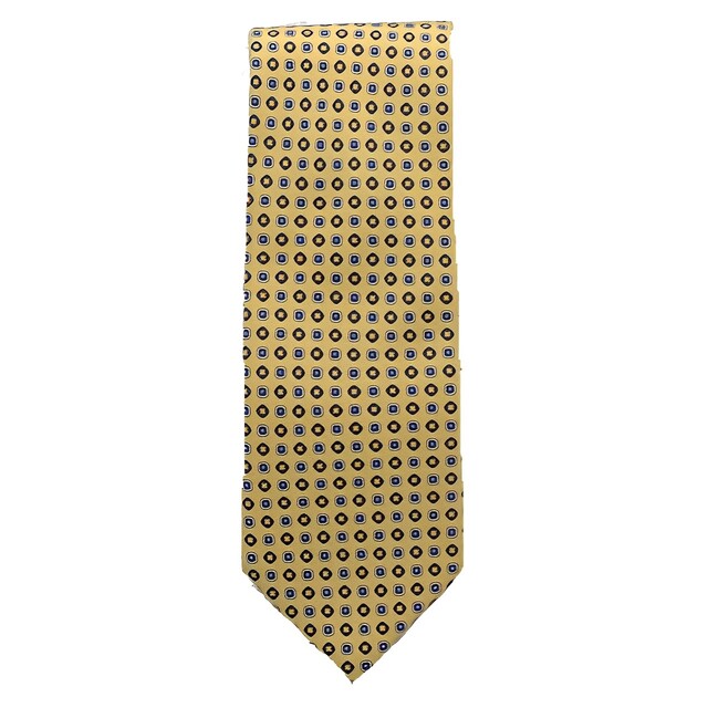 Tie Rack Yellow Pure Silk Tie with a Geometric Repeat Print