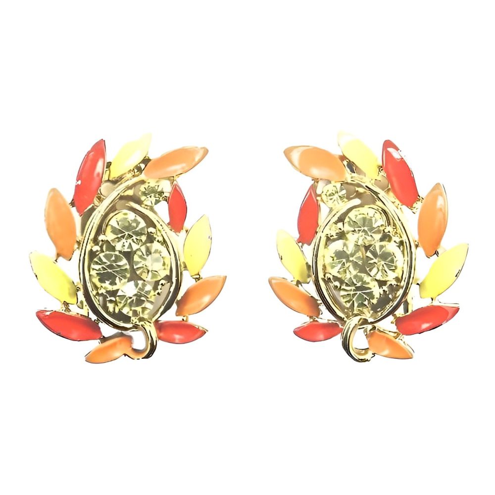 Vintage Lisner Diamante and Enamel Earrings