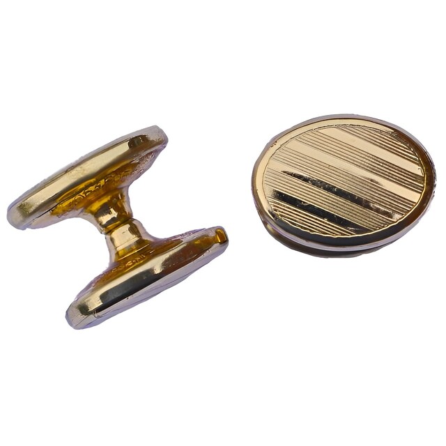 Vintage Oval Gold Plated Striped Cufflinks circa 1930s