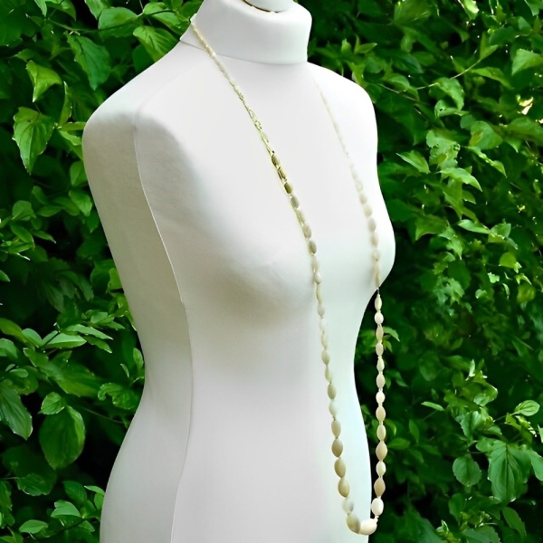 Long Mother of Pearl Bead Necklace