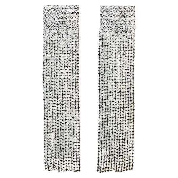 Long Silver Tone Rhinestone Chandelier Clip On Earrings