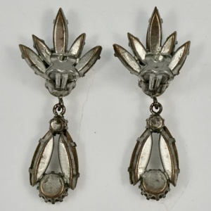 Marquise and Round Rhinestone Drop Earrings circa 1950s