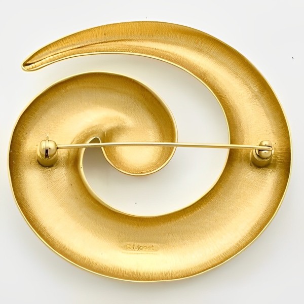 Monet Brushed Gold Plated Swirl Brooch circa 1980s