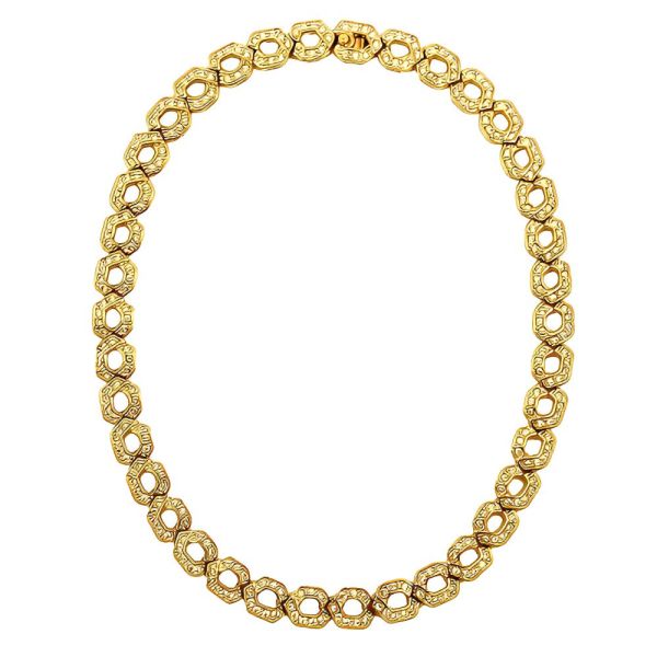 M&S Gold Plated Crystal Link Necklace circa 1990s