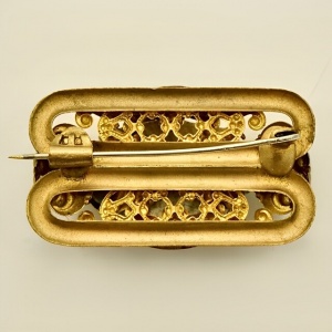 Czech Gold Plated and Faux Turquoise Brooch circa 1930s