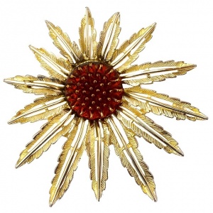 Sarah Coventry Pale Gold Tone Starburst Flower Brooch, 1960s