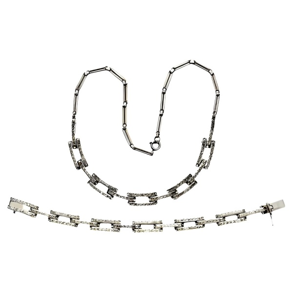 Schreiber & Hiller Art Deco DRGM Rhinestone Necklace Bracelet