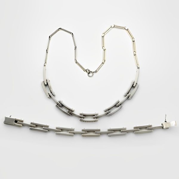Schreiber & Hiller Art Deco DRGM Rhinestone Necklace Bracelet