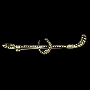 Silver and Marcasite Horseshoe and Riding Crop Brooch