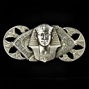 Silver Plated Egyptian Revival Style Pharaoh Statement Brooch