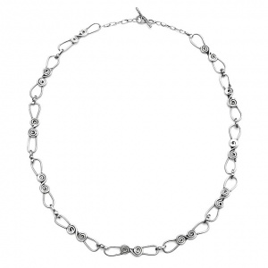 Silver Swirl Hand Forged Link Chain Necklace circa 1970s
