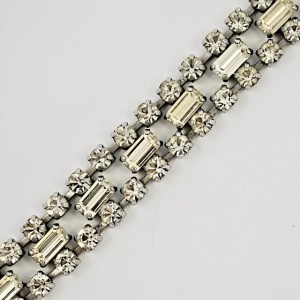 Silver Tone and Rhinestones Bracelet circa 1950s