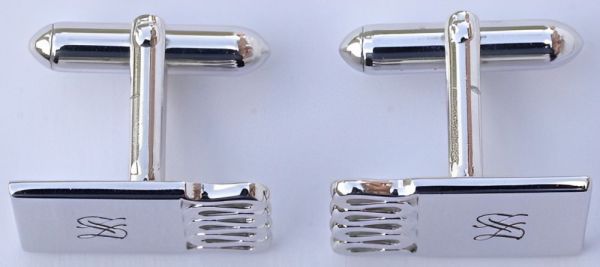 Swank Silver Tone Letter S Monogram Cufflinks