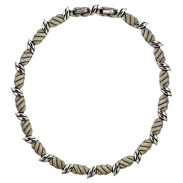 Trifari Brushed and Shiny Link Design Necklace circa 1960s