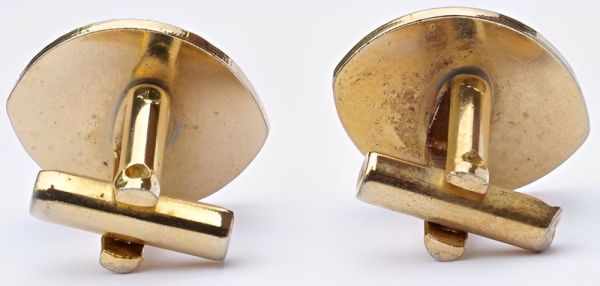 Vintage 1970s Gold Plated Oval Ridged Cufflinks