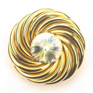 Vintage Gold Tone and Clear Rivoli Brooch