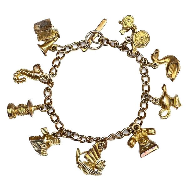 Vintage Gold Tone Charm Bracelet