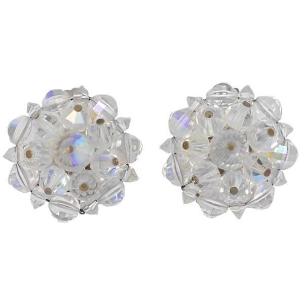 Vintage Laguna Aurora Borealis Crystal Cluster Earrings