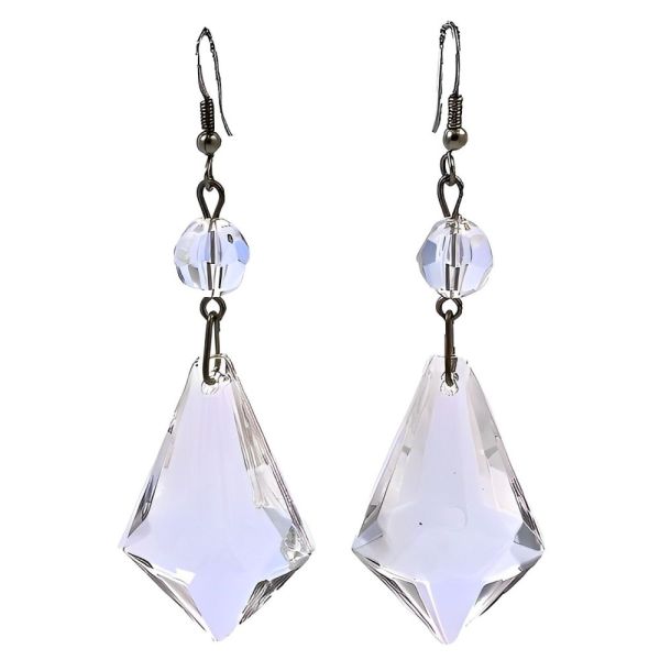 Vintage Large Clear Plastic Crystal Drop Earrings