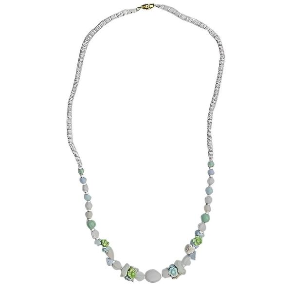 Vintage Pastel Glass Flower Necklace, circa 1960s